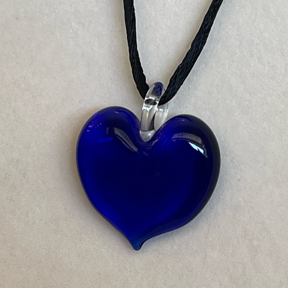 NWOT Italian Murano Glass Large Deep Purple Heart Pendant - Picture 5 of 12